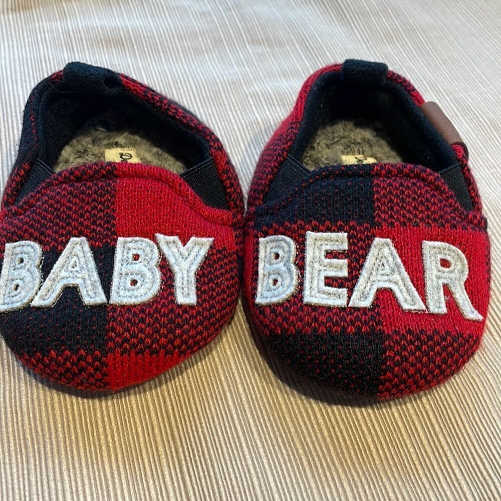Baby Slippers 12 mo Baby Bear Dearfoams Buffalo Check